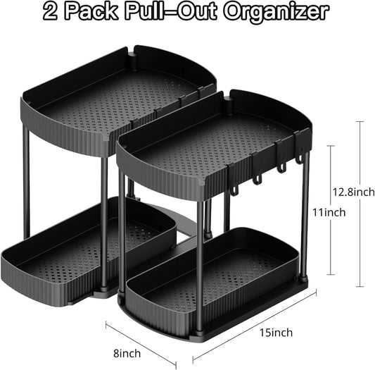 2-Pack Under Sink Organizers ā 12.8", Black
