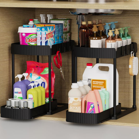 2-Pack Under Sink Organizers – 12.8", Black